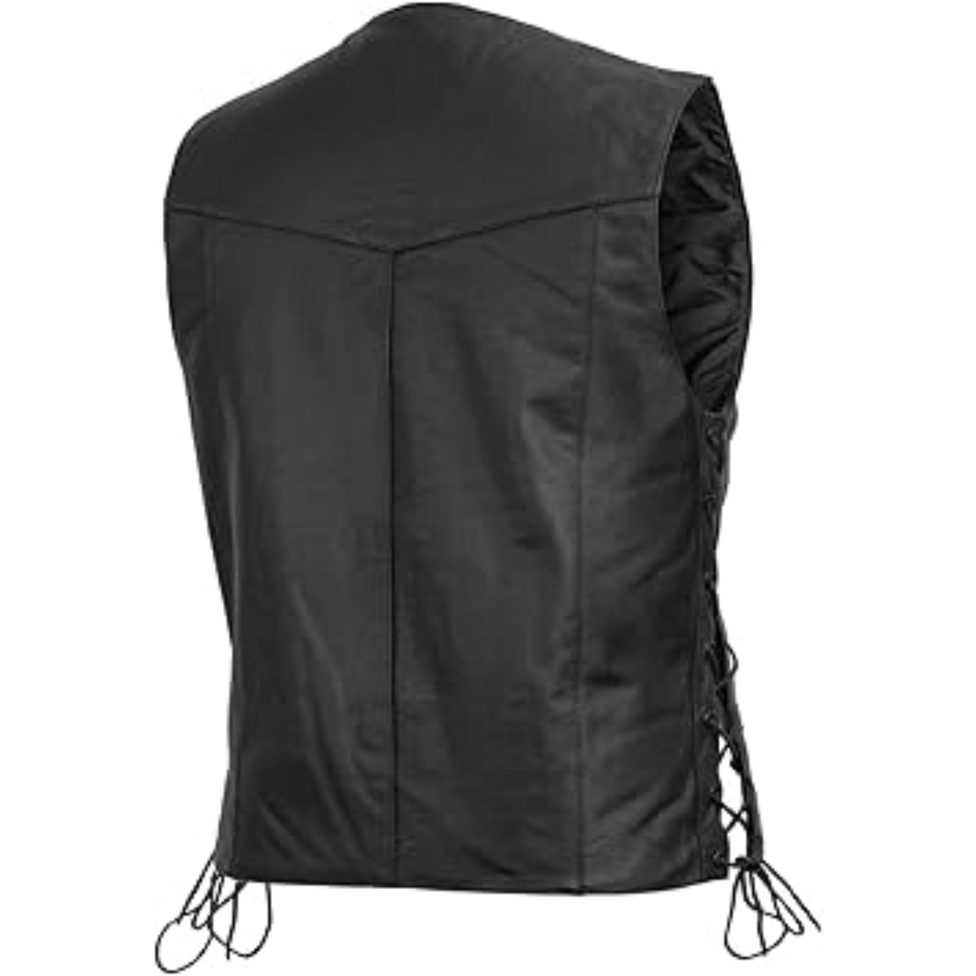 Black vest with drawstrings on a white background