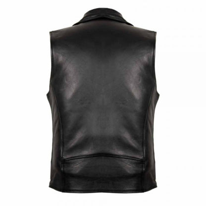 Men's Black Leather Motorcycle Vest