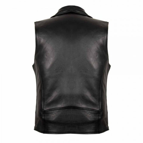 Premium Men Black Leather Motorcycle Vest Auden Design