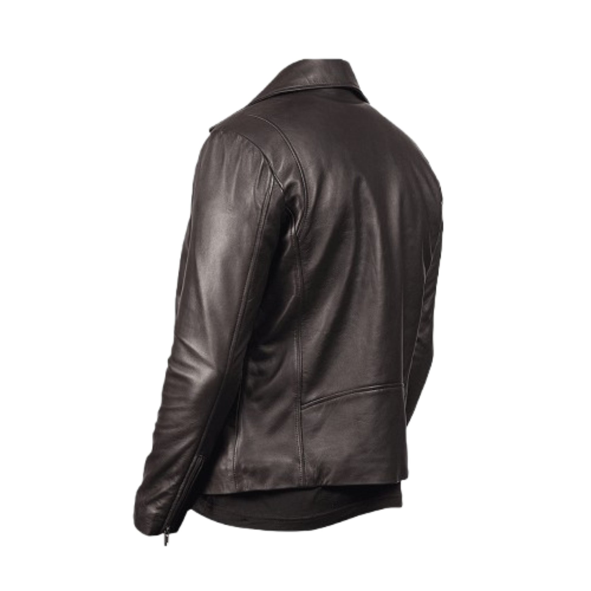 Black leather jacket on a white background