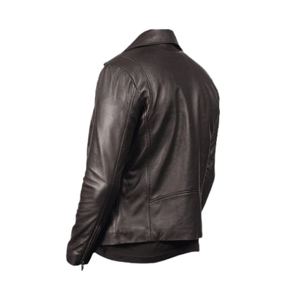 Black leather jacket on a white background