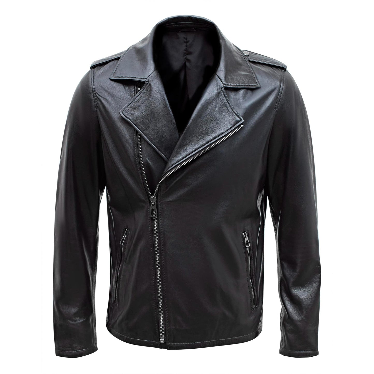 Men’s Slim Fit Leather Biker Bomber Café Racer Jacket