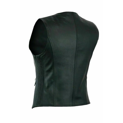 Black sleeveless jacket on a white background