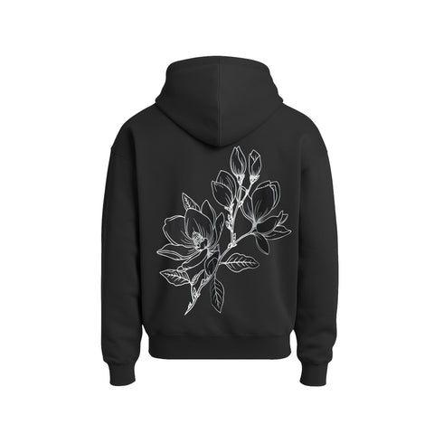 Floral Line Art Oversized Boxy Hoodie for Everyday Wear
