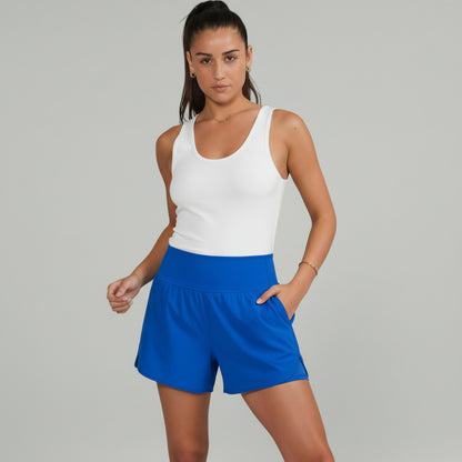 Sleek High-Waist Blue Athletic Shorts Women Activewear