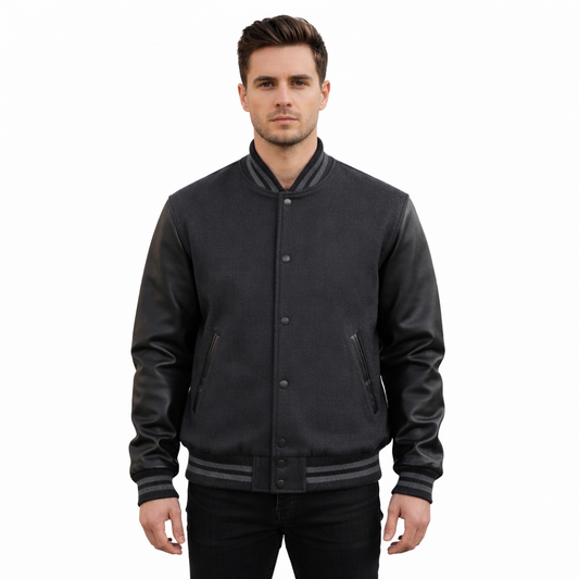 Stylish Retro Letterman Jacket Bold Black Sleeves – Unisex Premium Fit