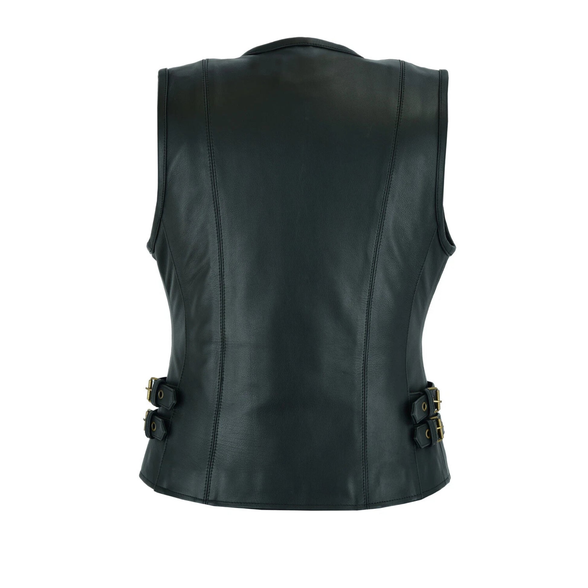 Black leather vest on a white background