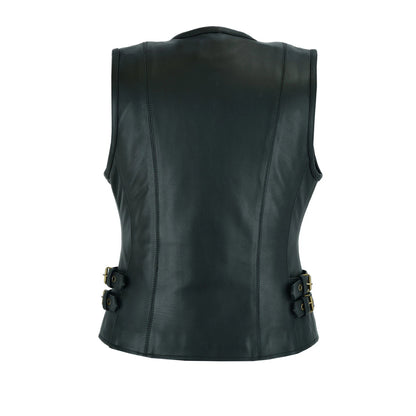 Black leather vest on a white background