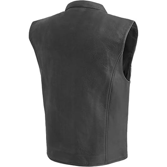 Black leather vest on a white background