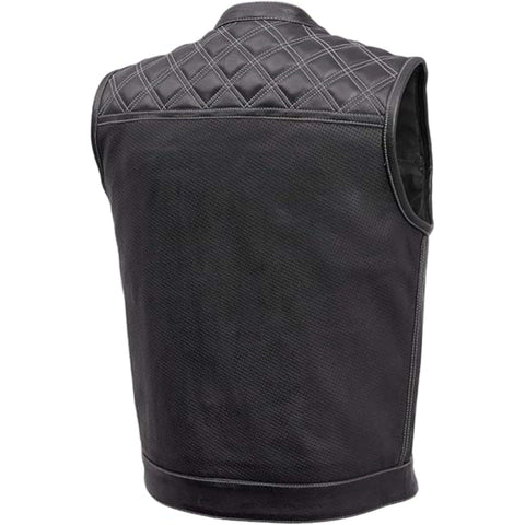 Downside Men Biker Vest Black & Color Trim Leather