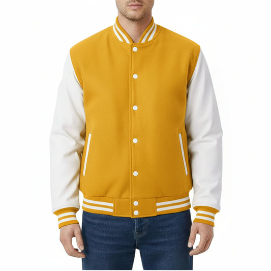 Yellow & White Varsity Jacket Classic Letterman Bomber for Men & Women