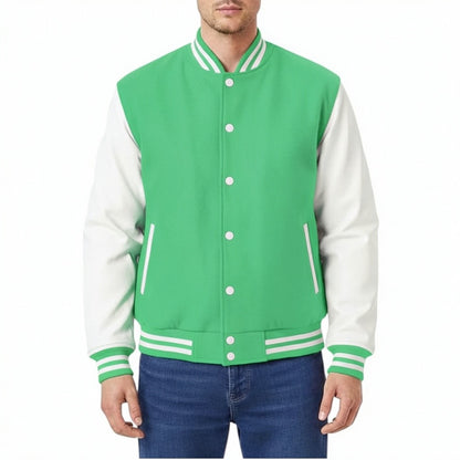 Premium All Wool Varsity Letterman Jacket with White Leather Sleeves