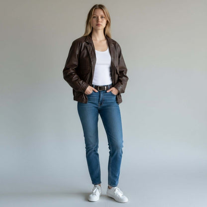 Timeless 90s Brown Leather Bomber Jacket