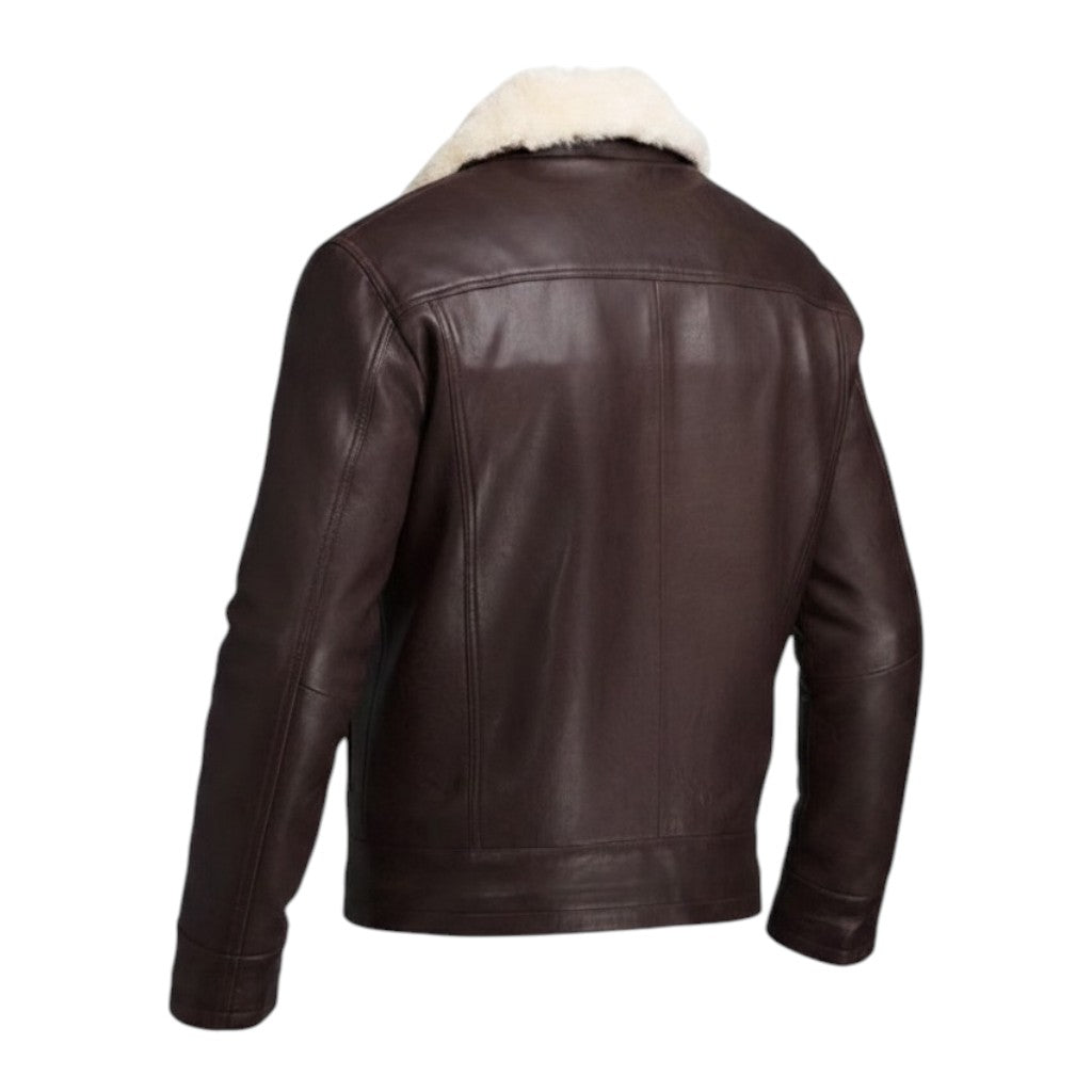 Premium Men’s Brown Shearling Aviator Leather Winter Jacket
