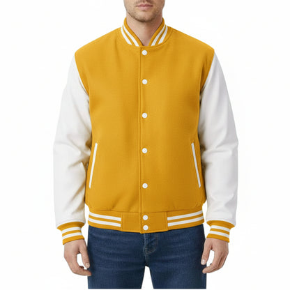 Premium All Wool Varsity Letterman Jacket with White Leather Sleeves
