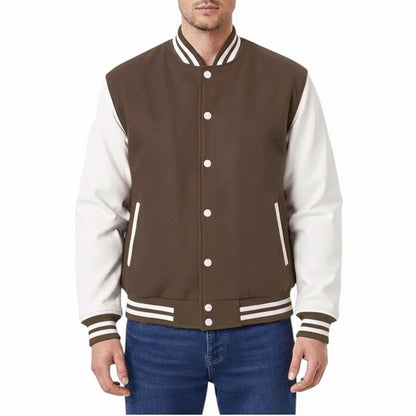 Premium All Wool Varsity Letterman Jacket with White Leather Sleeves