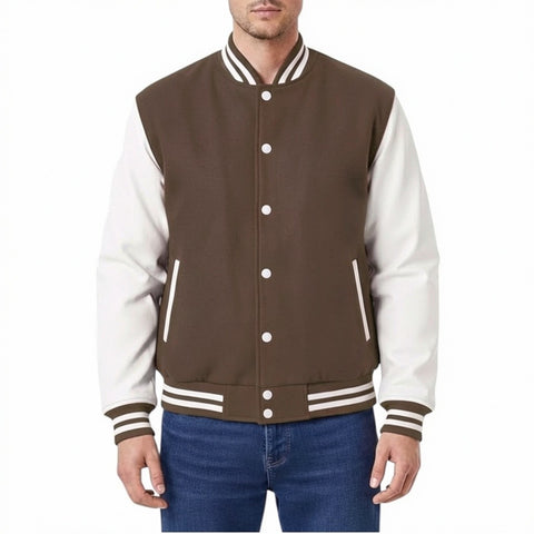 Premium All Wool Varsity Letterman Jacket with White Leather Sleeves