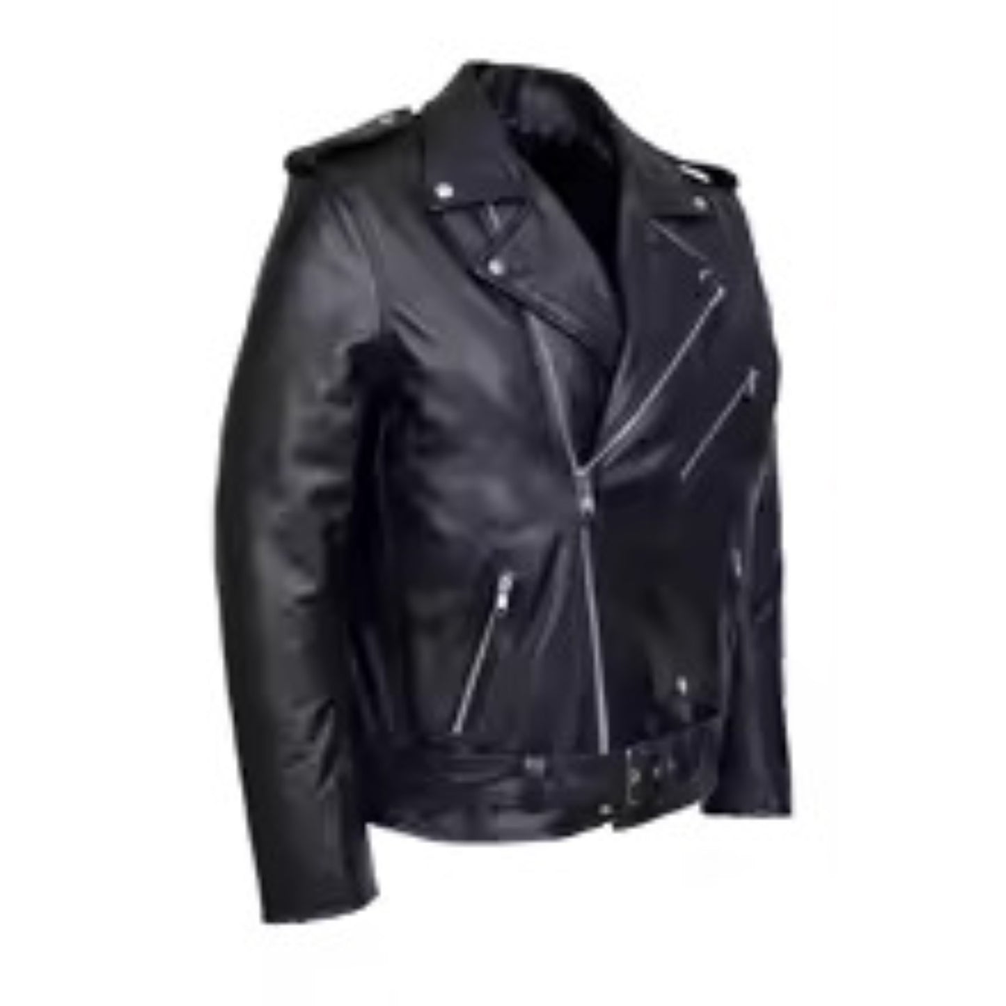 Men's Genuine Cowhide Leather Retro Biker Jacket by Reclaimed Vintage