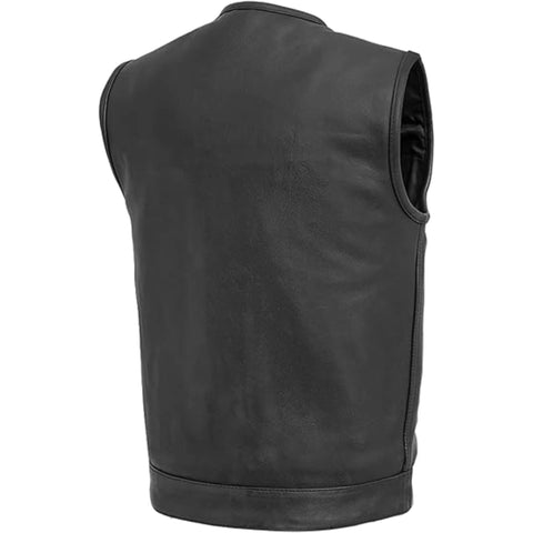 Men Black Outlaw Club Vest Leather Biker Gear