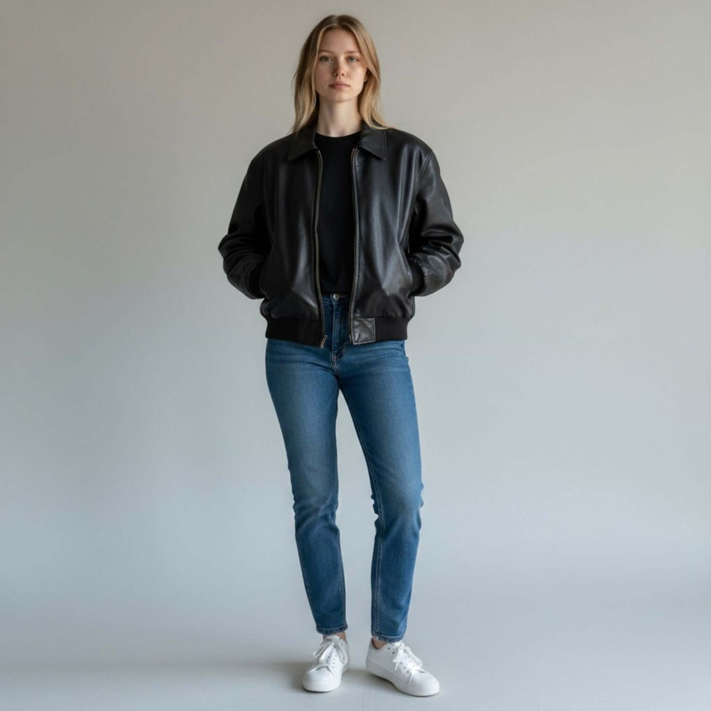 Women Heritage Oversized Leather Jacket Vintage 90s Style