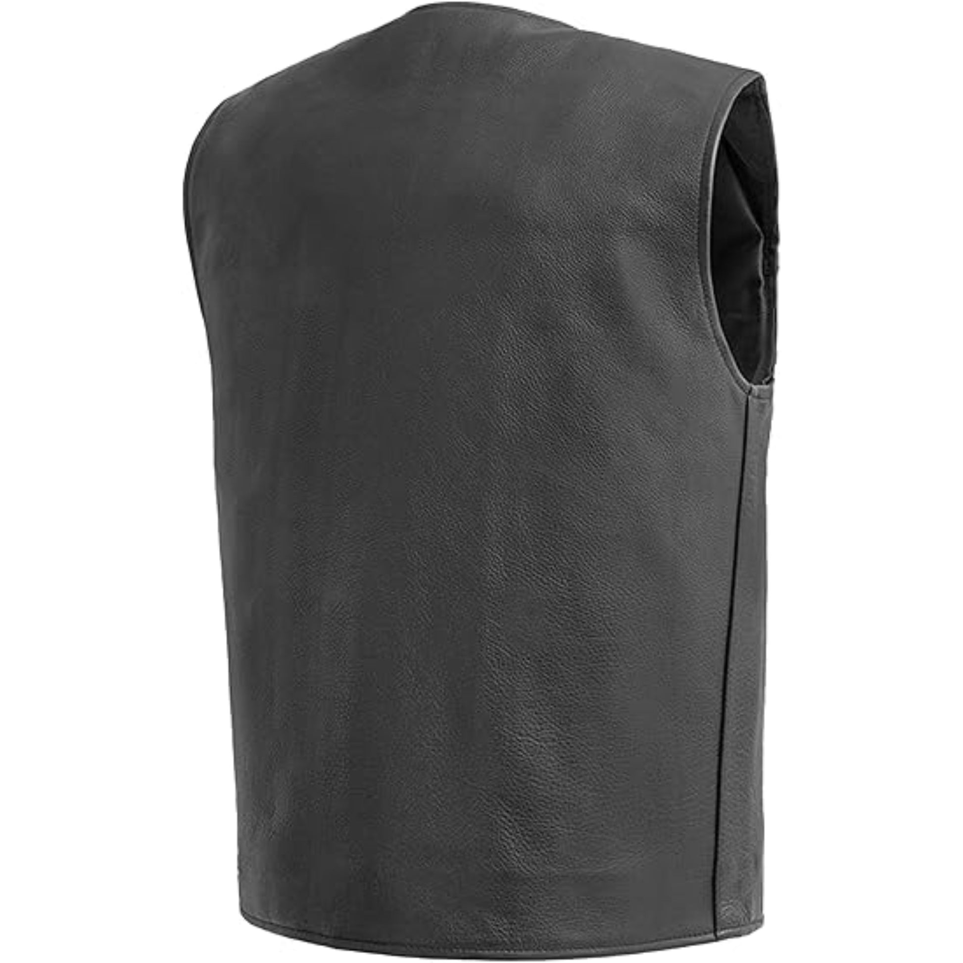 Black leather vest on a white background