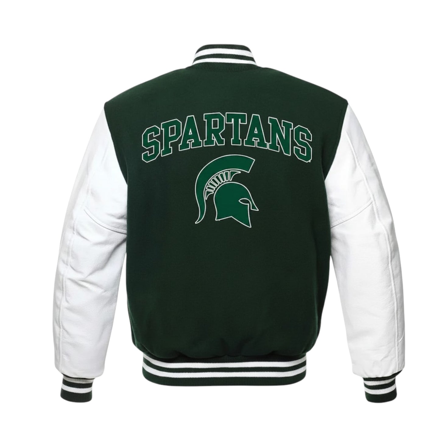 Men's Spartans Green Varsity Letterman Baseball Bomber Jacket Style