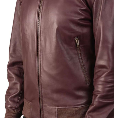 Shane Maroon Leather Bomber Jacket for Men Premium Outerwear