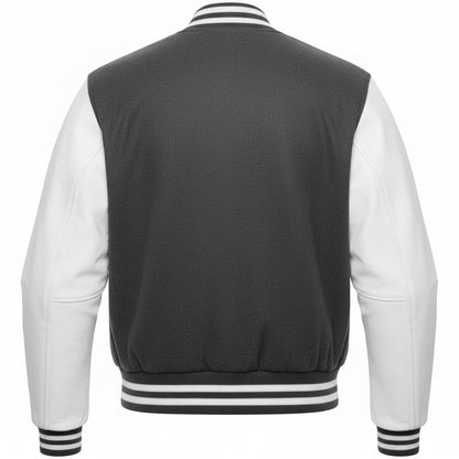 The Urban Varsity Bomber – Charcoal Grey/White Retro Edition