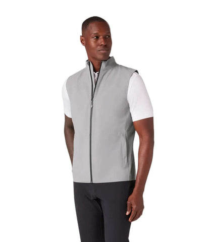 Men's Light Gray Sleeveless Zip-Up Vest with High Collar