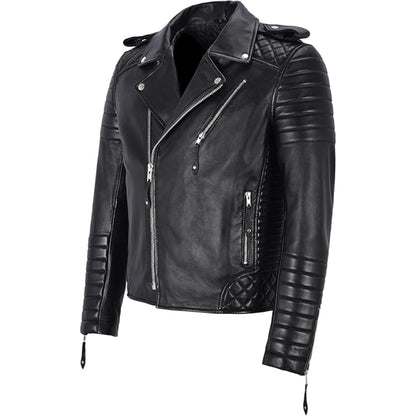 Black leather jacket with zippers on a white background
