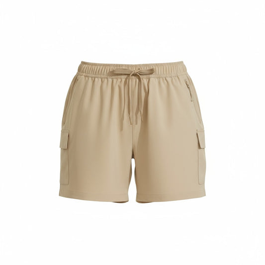 Beige shorts with pockets on a white background