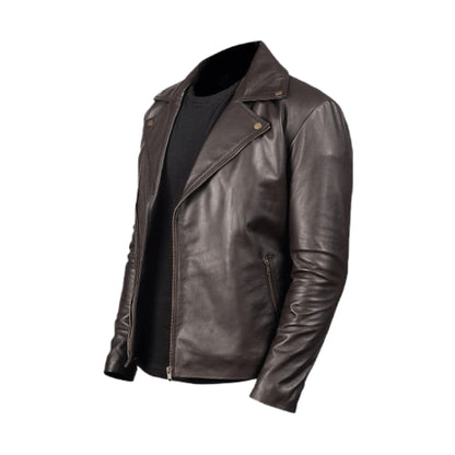 Brown leather jacket on a white background