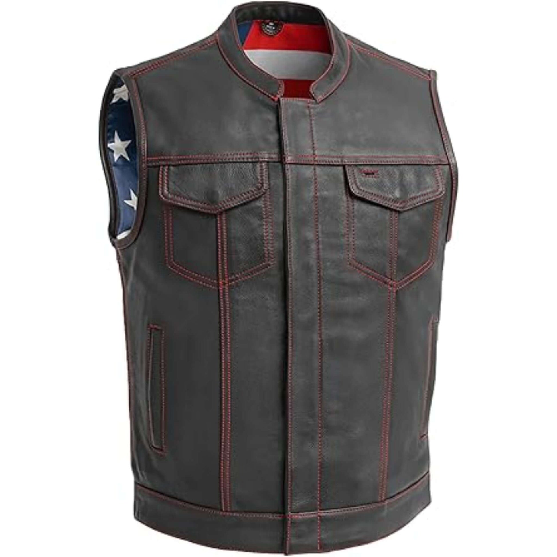 FTL Born Free Men's Motorcycle Leather Club Vest USA Liner