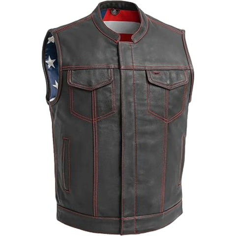 FTL Born Free Men's Motorcycle Leather Club Vest USA Liner
