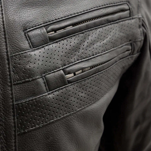 Shadow Storm Black Leather Motorcycle Bold Style Jacket 