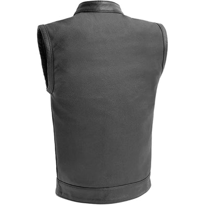 Black leather vest on a white background