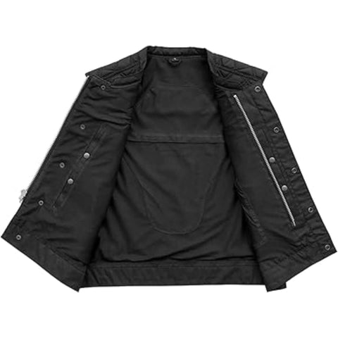 Downside Men Biker Vest Black & Color Trim Leather