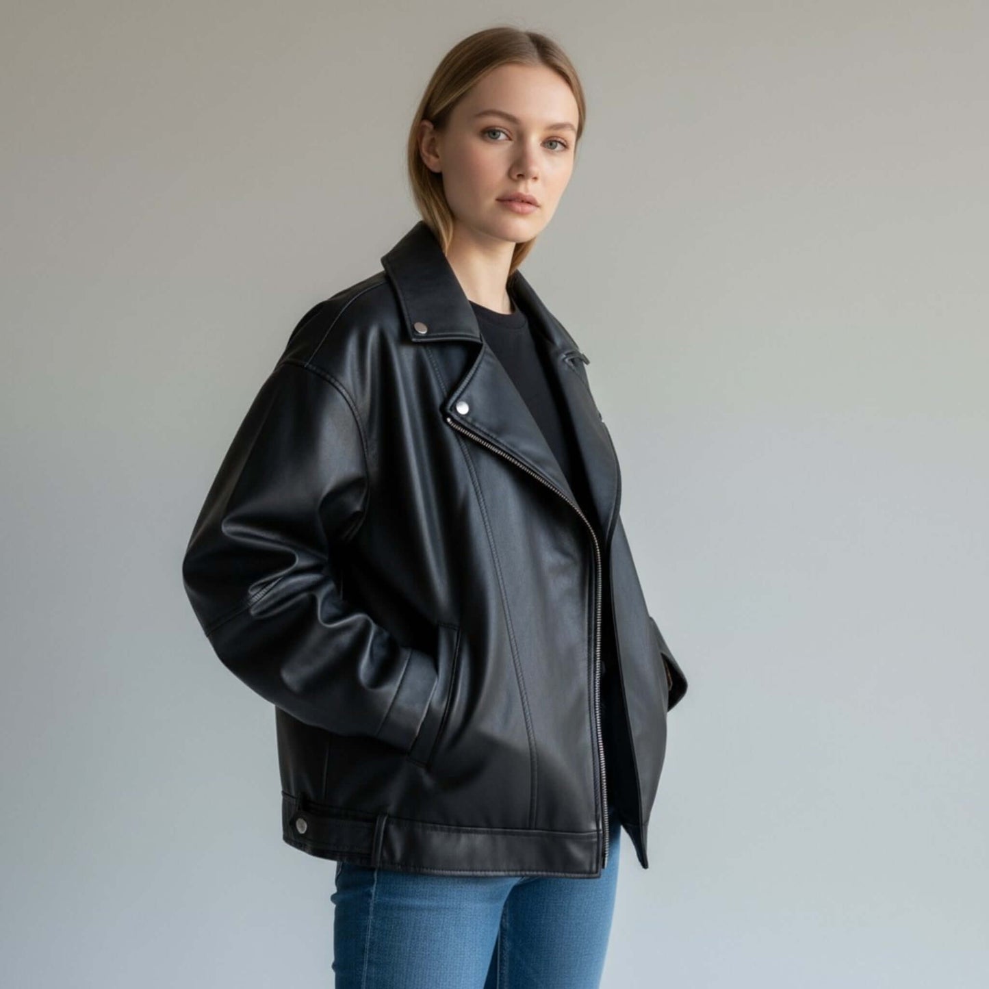 Vintage Leather Jacket for Women Retro Streetwear Look