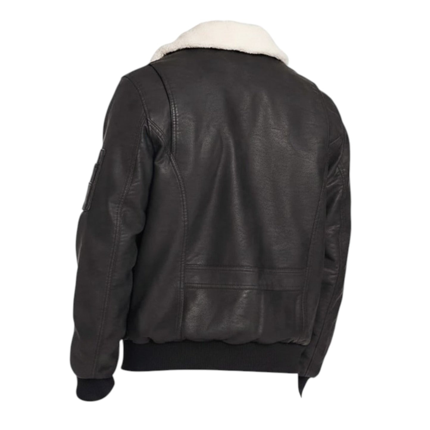 Men’s Black Shearling Leather Aviator Pilot Bomber Winter Jacket