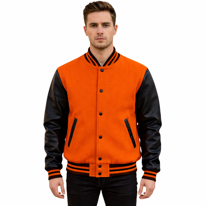 Stylish Retro Letterman Jacket Bold Black Sleeves – Unisex Premium Fit