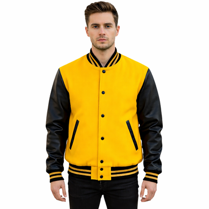 Stylish Retro Letterman Jacket Bold Black Sleeves – Unisex Premium Fit