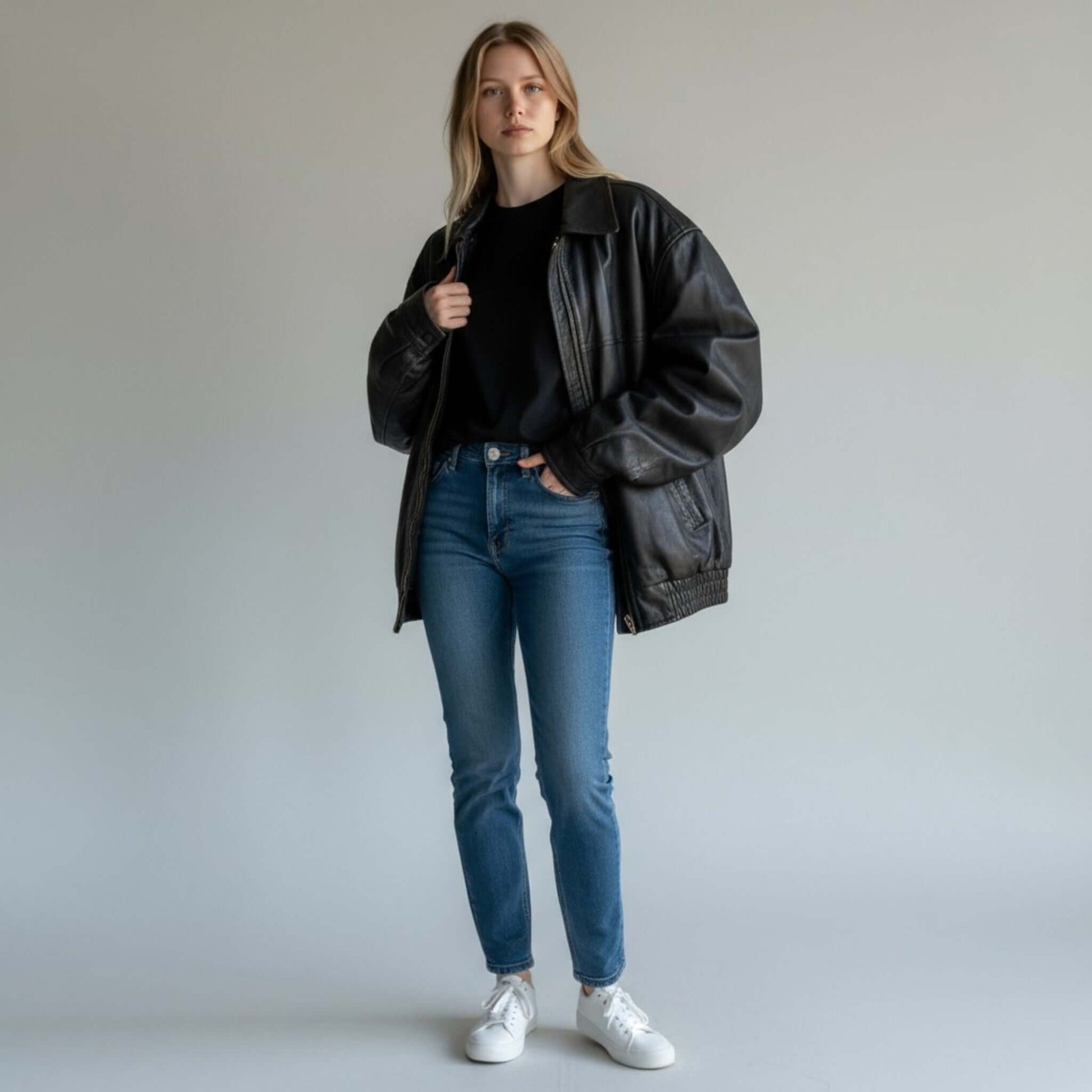 Authentic 90s Women Leather Bomber Vintage Flair