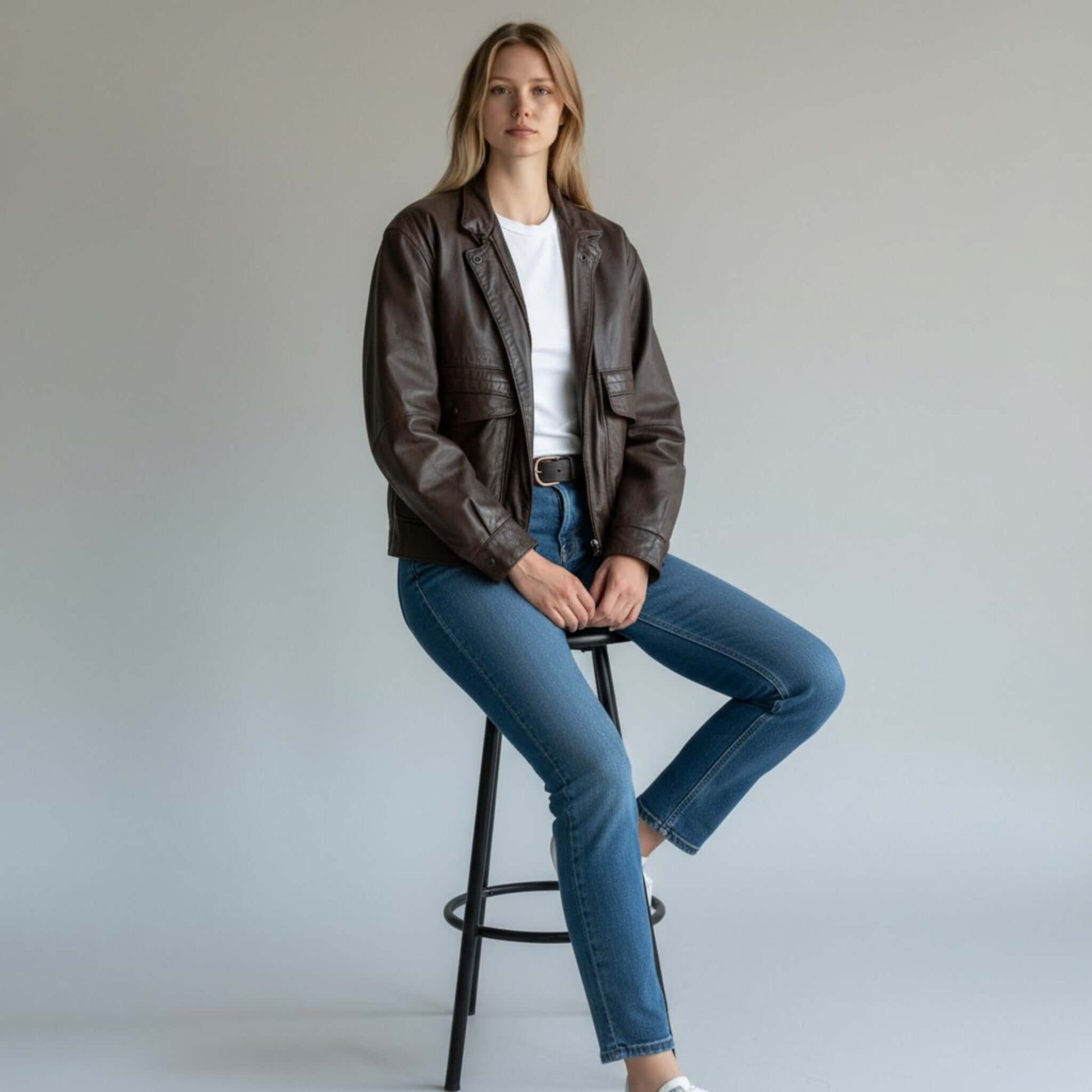 Timeless 90s Brown Leather Bomber Jacket