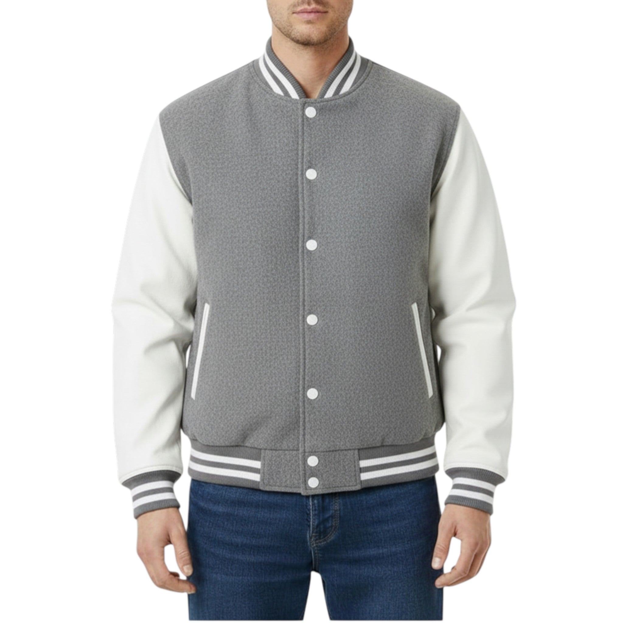 Premium All Wool Varsity Letterman Jacket with White Leather