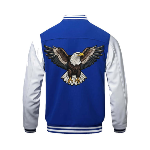 Classic Lettermen Bomber Varsity Jacket Blue Wool Leather