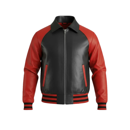 Walton Limited Edition Black and Red Leather Varsity Jacket
