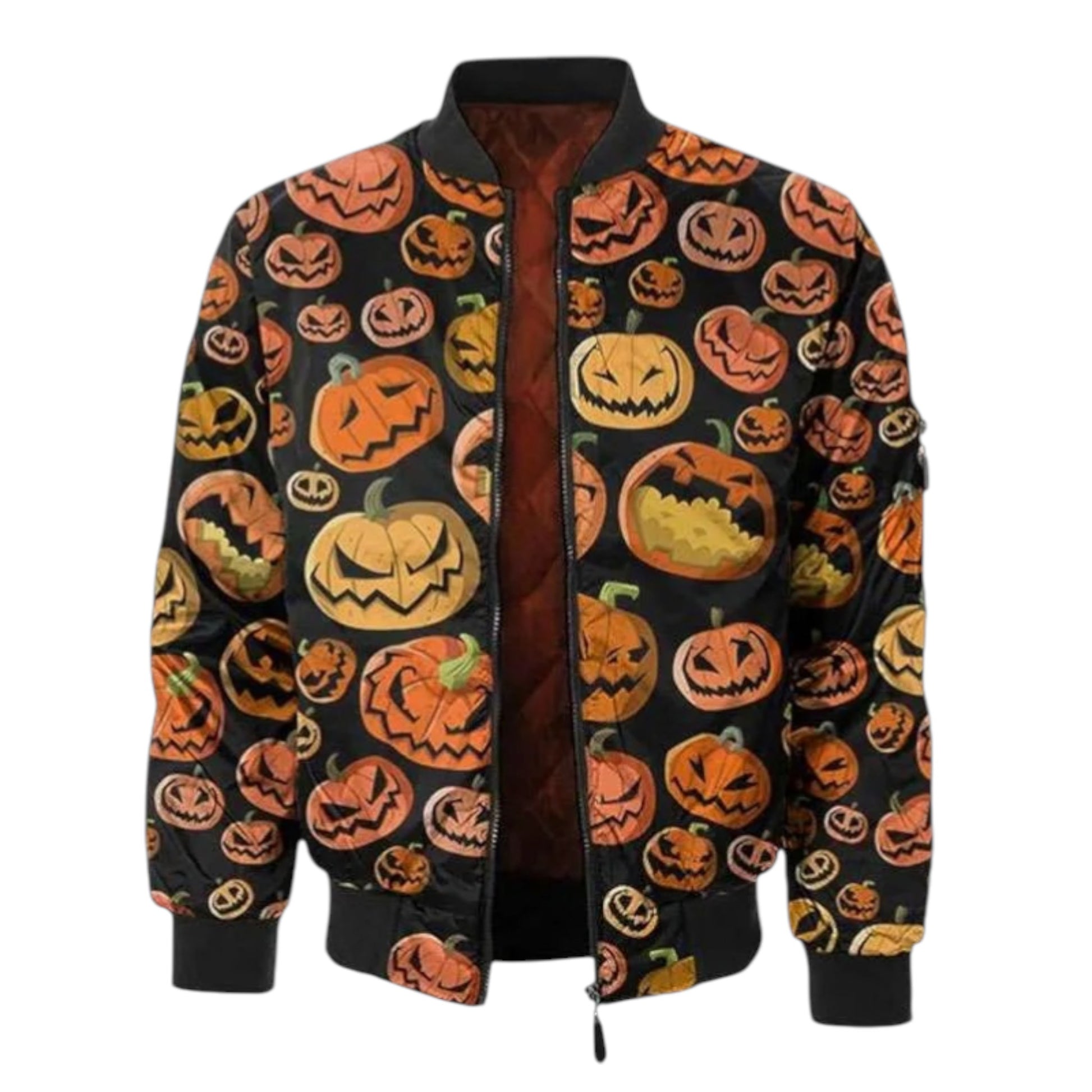 Jacket with Halloween pumpkin pattern on a white background