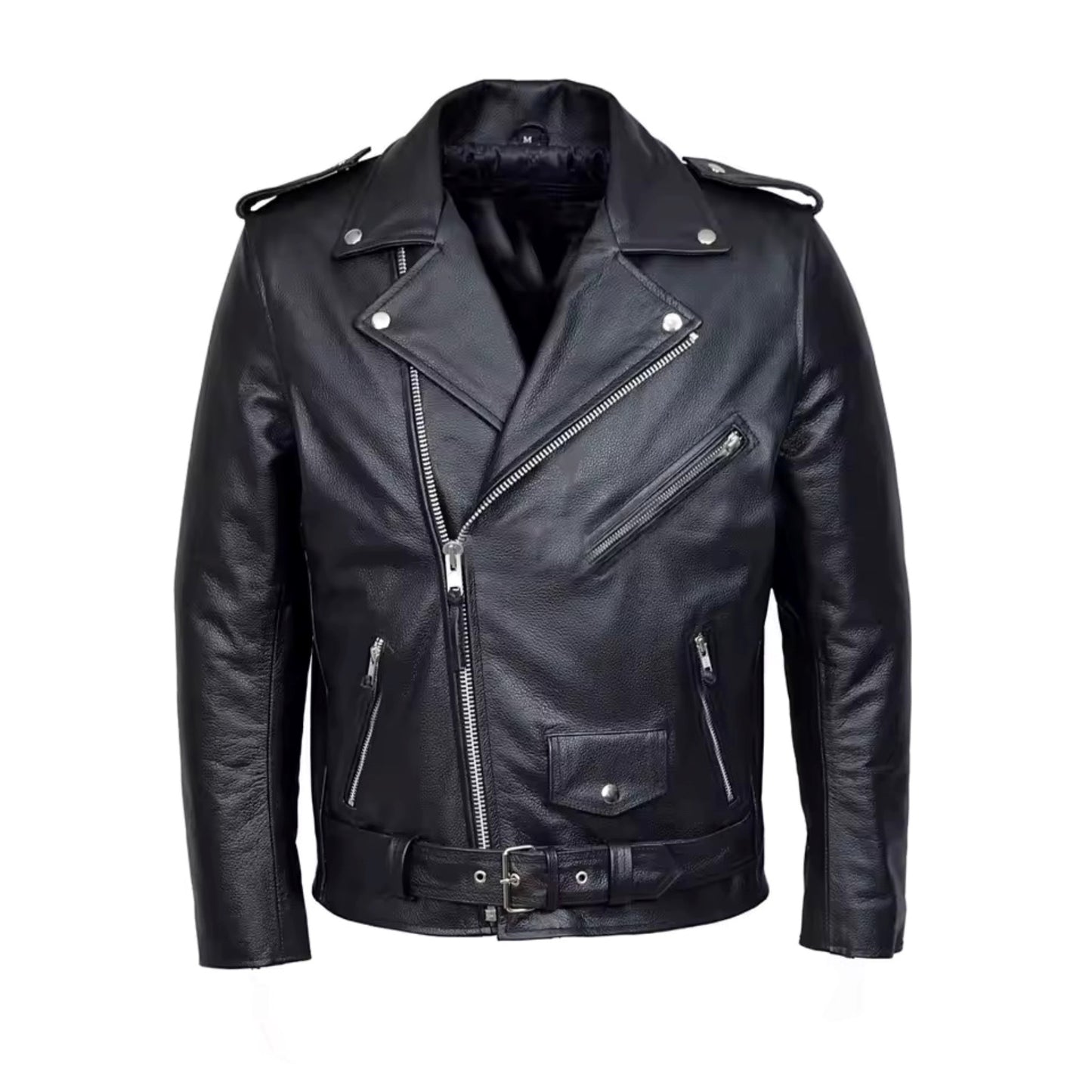 Men’s Slim Fit Leather Biker Bomber Café Racer Jacket
