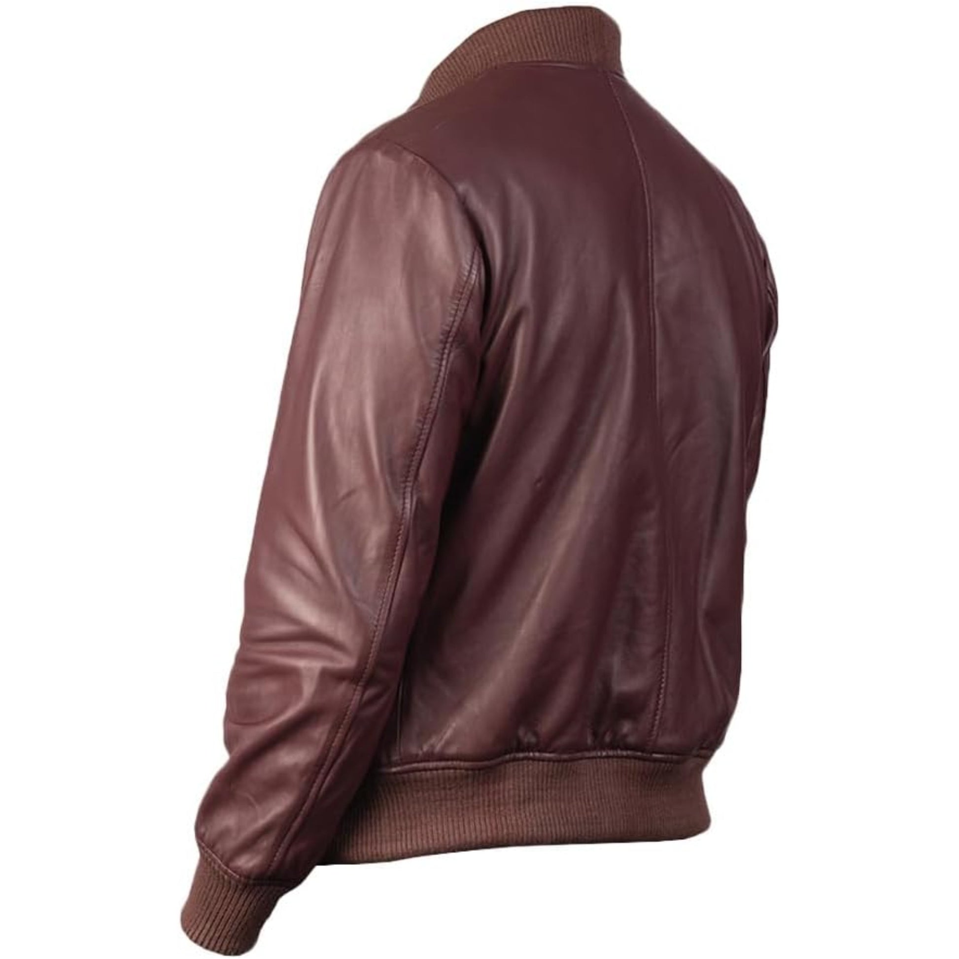 Brown leather jacket on a white background