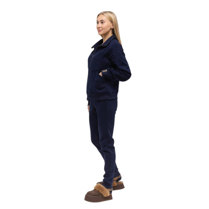 Women's Half-Zip Tracksuit with Kangaroo Pocket Fleece Lined Slippers